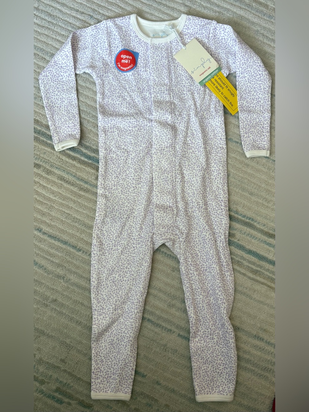 NWT Magnetic Me Lavender Leaf Print Baby One-Piece Footie